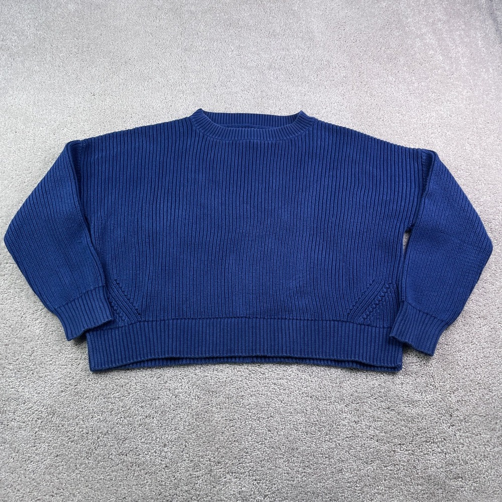 Duluth Sweater Womens Large Blue Heritage Shaker Stitch Havey Ribbed Knit